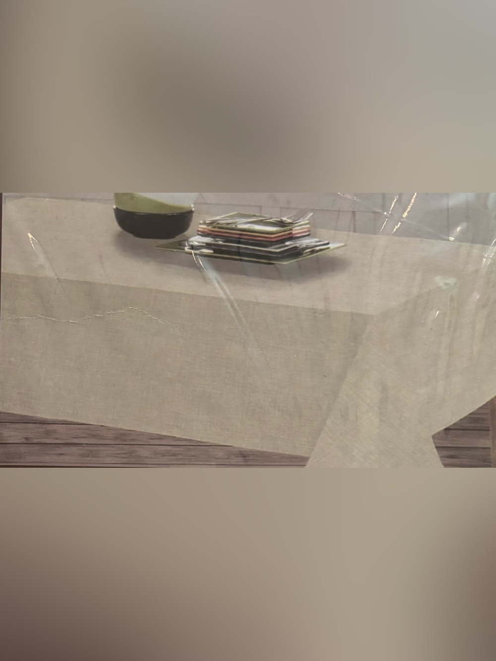 holiday home CECE tan tablecloth  70” round NEW NWT tan polyester